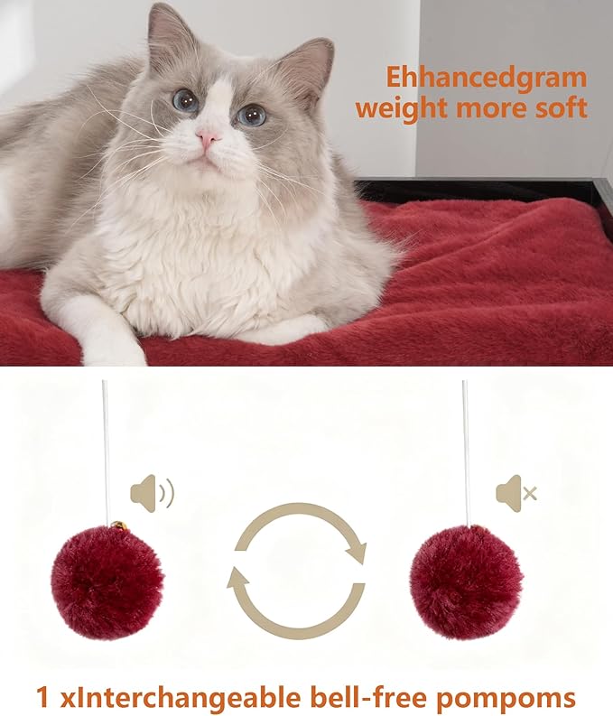 FourFurPets 43.7" Cat Tree, Modern Cat Tree Tower, Cat Tower for Indoor Cats Large Adult, Cat Condo with Scratching Post, Large Perch and Removable Pads, Black&Red