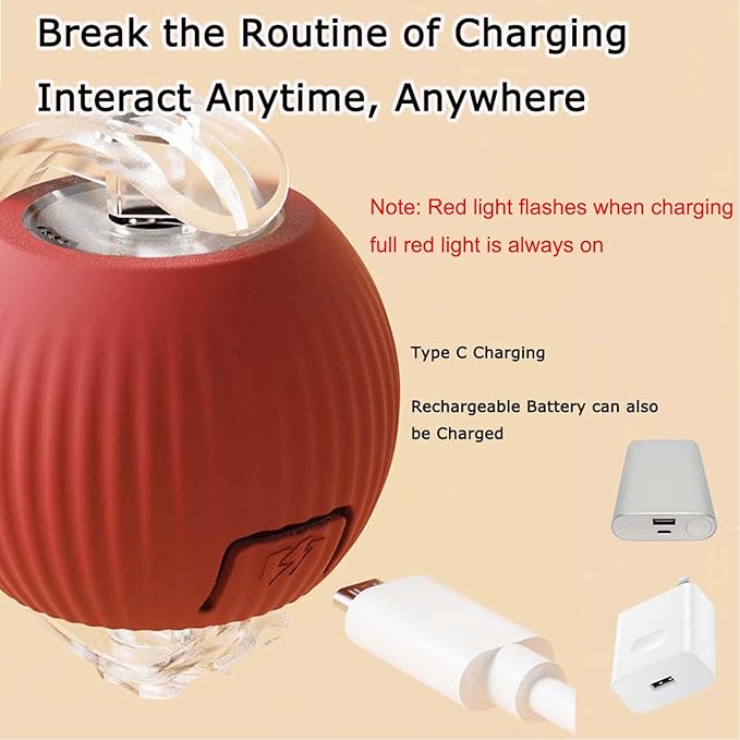 Speed 2.0 Tail Interactive Cat Toys for Indoor Cats, Chirping & Motion Activate Ca t Toy, Smart Kitten Rolling Ball Moving Ball Toys, Rechargeable Dog Cat Bal l for Enrichment Exercise (Pink)