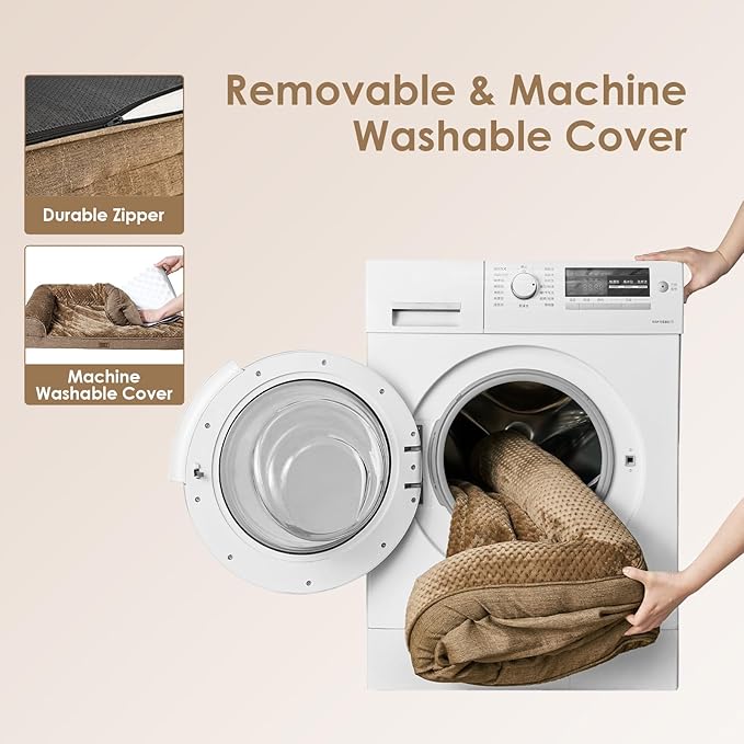 EHEYCIGA Memory Foam Dog Bed XLarge Sized Dogs, Extra Large Dog Bed Orthopedic with Washable Removable Cover, Waterproof XL Pet Bed Couch for Crate, 41x27x6 Inches, Camel