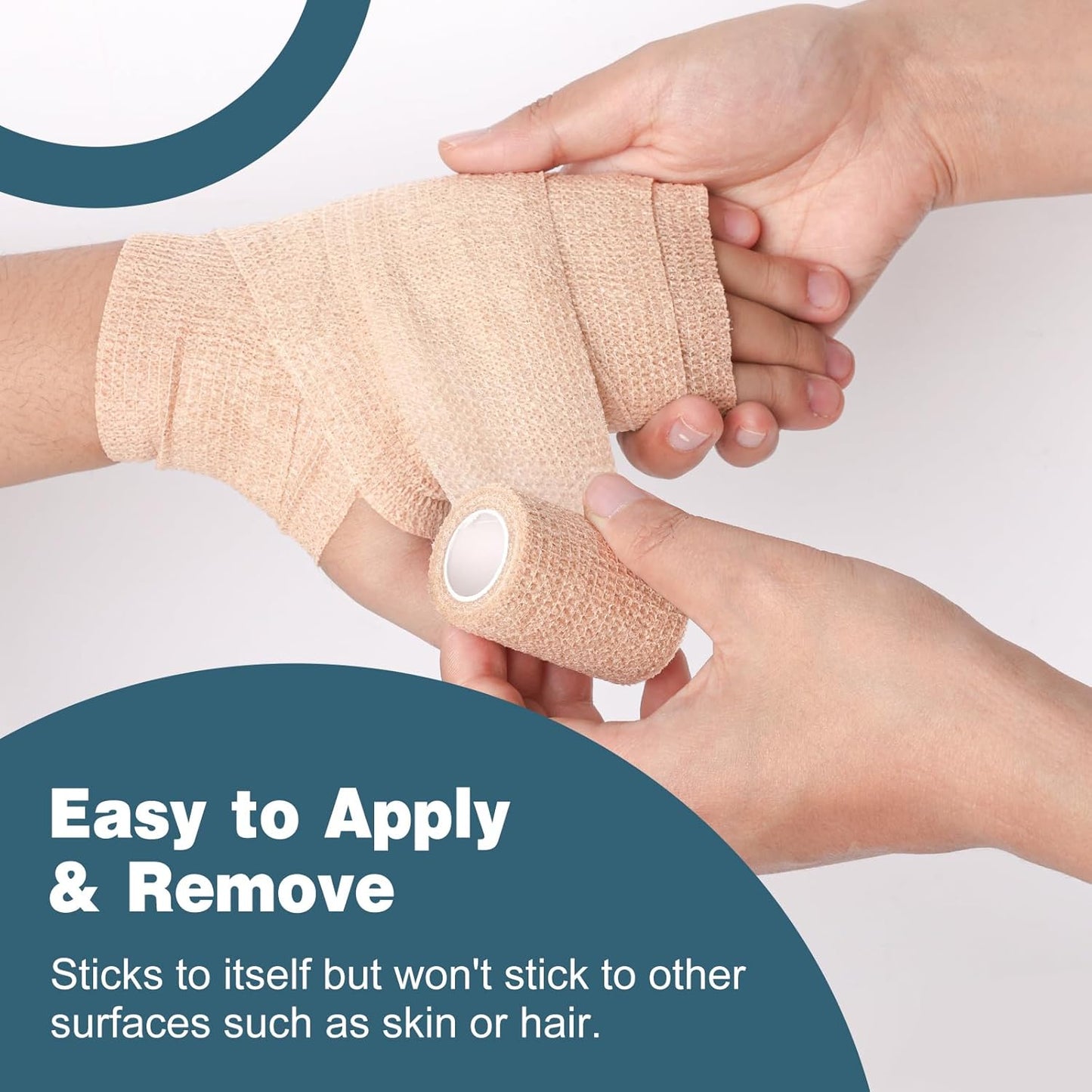 AZEN 8 Pack Self Adhesive Bandage Wrap, 2" X 5 Yards Elastic Cohesive Bandage Wrap, Skin Color Athletic Tape, Vet Wrap, Ankle Tape, Tattoo Grip Tape Wrap