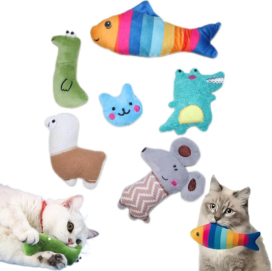 Catnip Toys for Indoor Cats - 6 Pack Organic Plush Kicker Toys, Bite-Resistant Cute Funny Toys for Play & Enrichment from Kittens to Senior Cats
