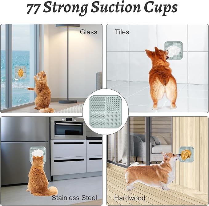 MateeyLife 2PCS Large Lick Mat for Dogs and Cats, Licking Mats for Dog Anxiety Relief, Cat Peanut Butter Lick Pad for Boredom Reducer, Dog Treat Mat Perfect for Bathing Grooming Gray&Beige