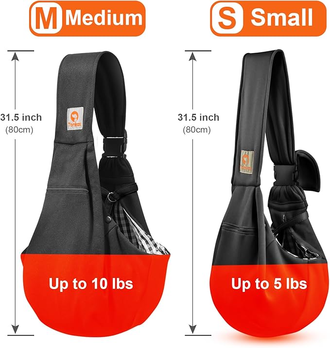 Tomkas Dog Sling Carrier for Small Dogs Puppy Carrier for Small Dogs (Black, for Pets Weight 2-7 lbs)