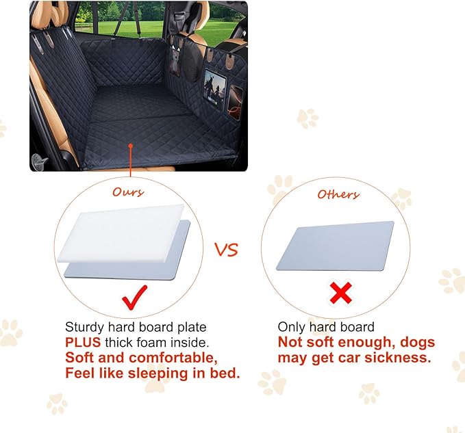 Paw Jamboree XXL Truck Dog Car Seat Cover Hard Bottom for Back Seat Extender for Dogs Hammock for Car Backseat Cover Crew Cab