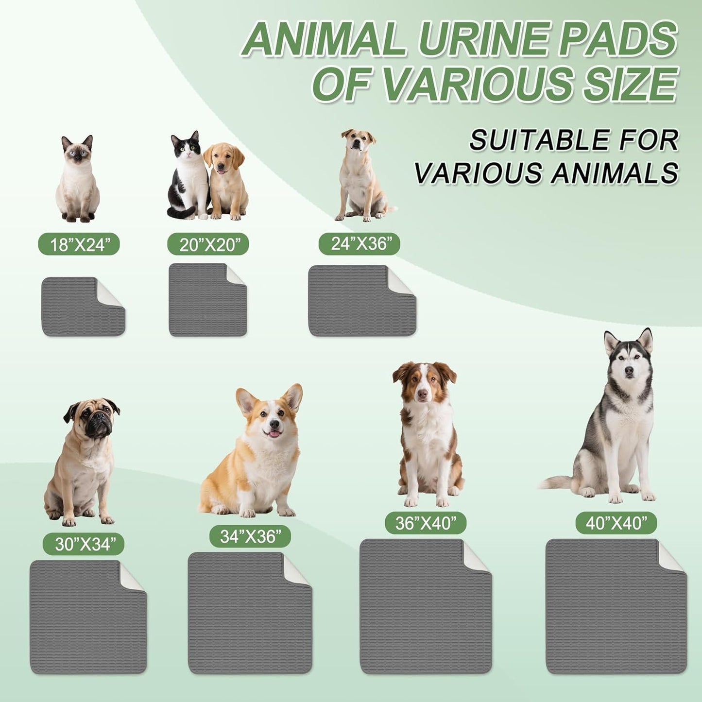 Washable Pee Pads for Dogs, 2 Pack Reusable Puppy Pads Dog Pads, Non-Slip Dog Pee Pads, Leakproof Pet Pee Pads Wee Wee Pads for Dogs. (Dark Grey, 34"x36"(Pack of 2))
