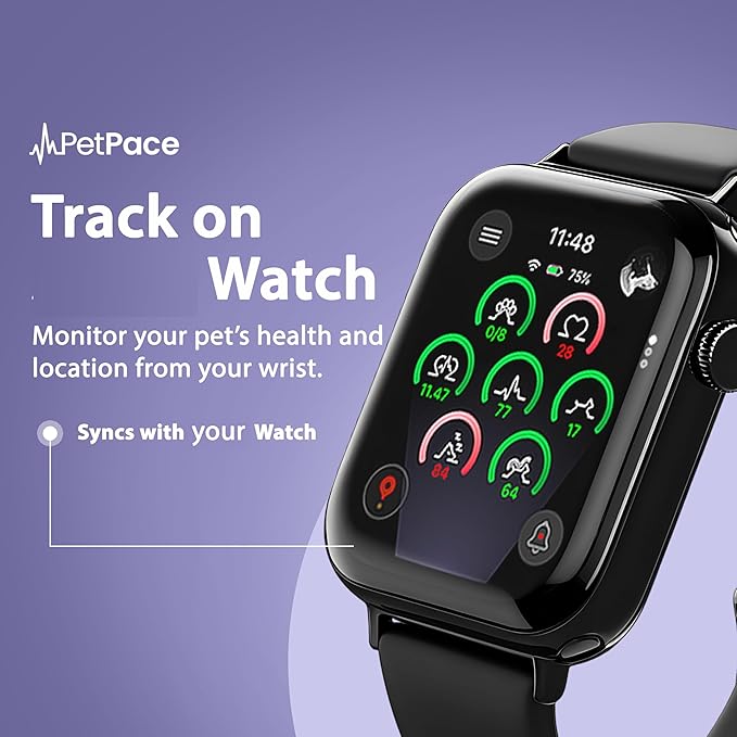 NEW Dog Health Monitor V3.0 by PetPace – AI Smart Collar with 24/7 Vital Signs, Pain & GPS Tracking, Telehealth AskaVet & Share With Your Vet, Smartwatch Sync – Subscription Required (Large)