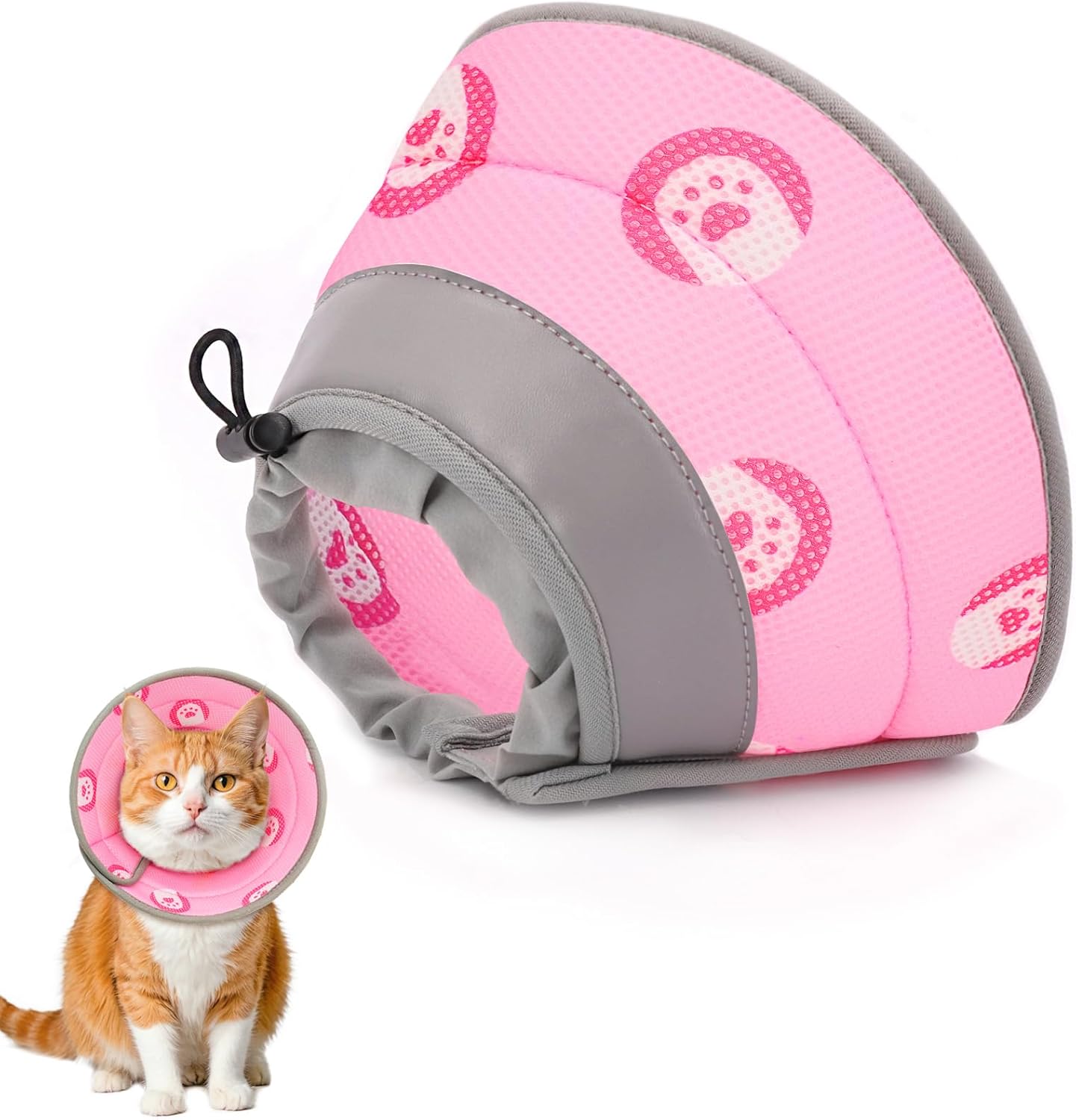 Cat Cone Collar Soft to Stop Licking After Surgery Cat Recovery Collar for Small Large Cats Adjustable Elizabethan Collar