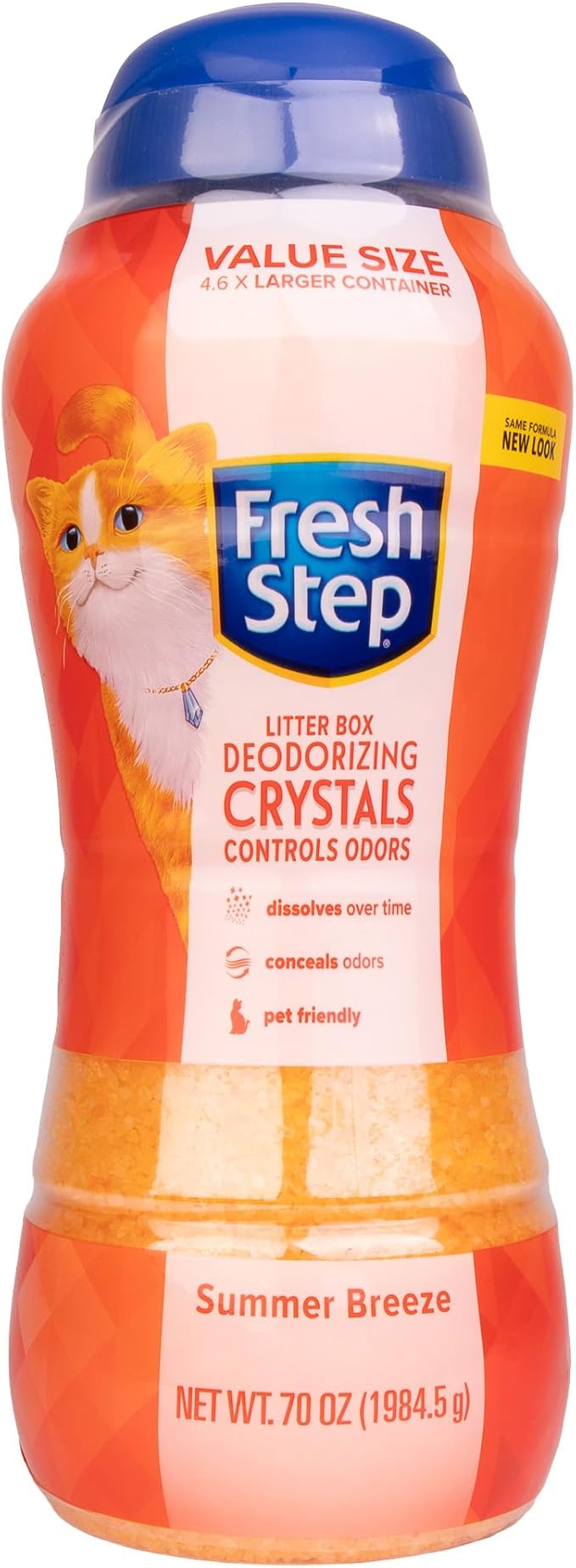 Fresh Step Cat Litter Crystals in Tropical Summer Breeze Scent - Cat Litter Box Deodorizer - Combats Odors and Neutralizes Smells to Keep Your Home Clean, Value Size, 70 Ounce
