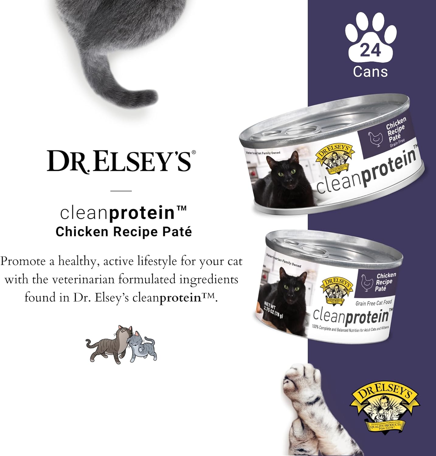 Dr. Elsey's cleanprotein Chicken Recipe Wet Cat Food (Case of 24), 2.75 oz Canned Food