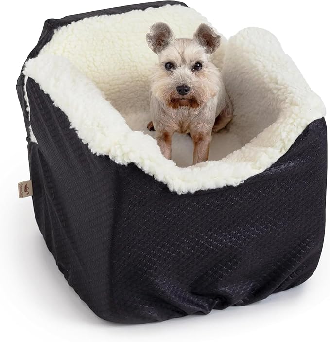 Snoozer Lookout I Car Seat - Dog Car Seats for Small Dogs, Puppy Booster Bed for Small Sized Pets up to 18 Lbs, Elevated, Washable - Size S, Black Diamond