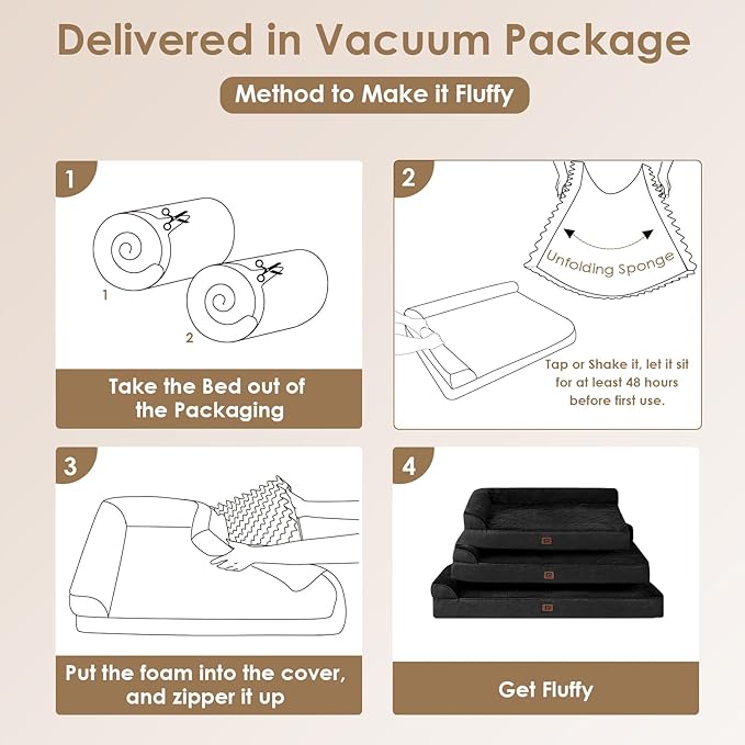 EHEYCIGA Memory Foam Dog Bed XLarge Sized Dogs, Extra Large Dog Bed Orthopedic with Washable Removable Cover, Waterproof XL Pet Bed Couch for Crate, 41x27x6 Inches, Black