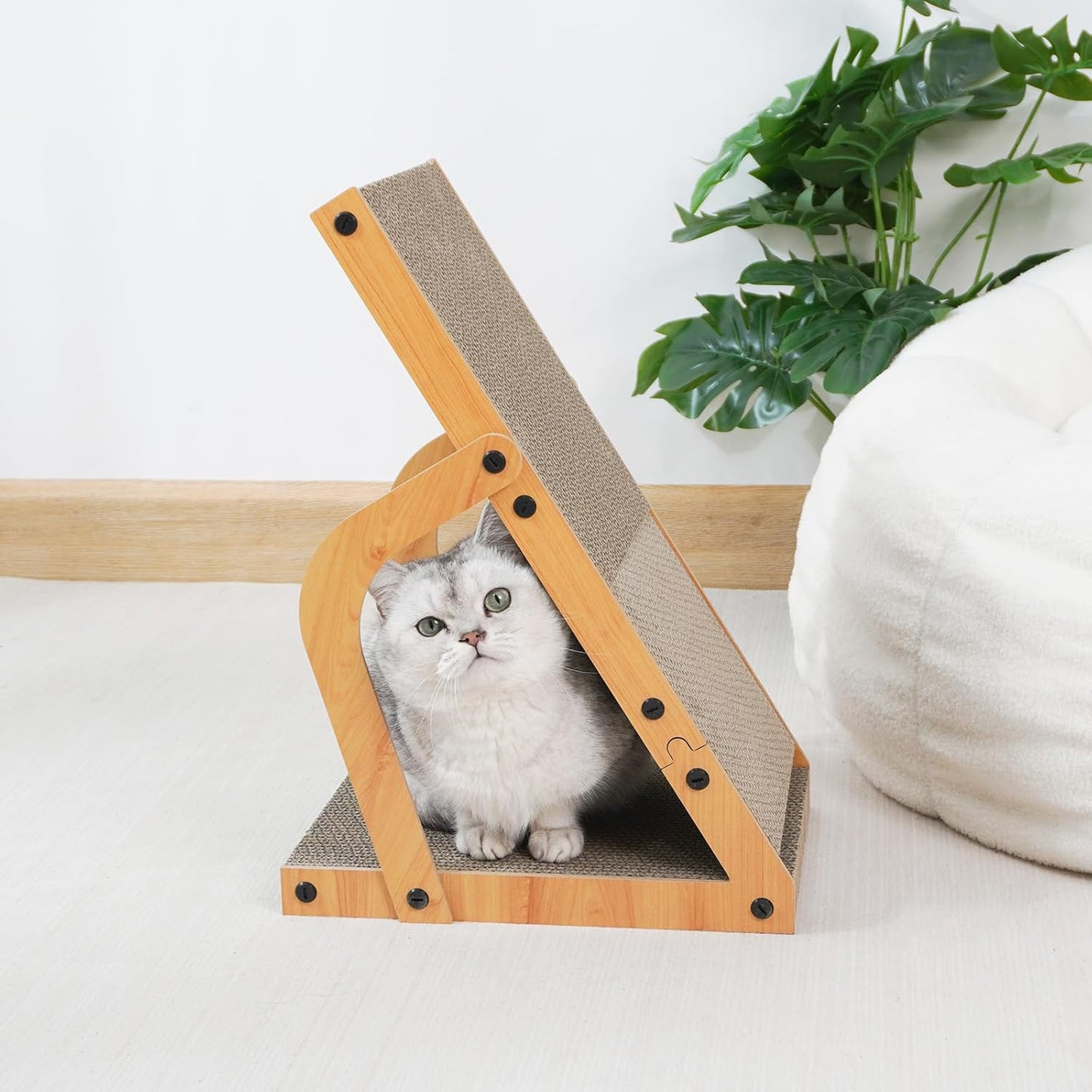 Cat Scratcher, Ramp L Shape Cat Scratch Pad, Cardboard Cat Scratchers for Indoor Cats, Sloped Cat Scratching Board
