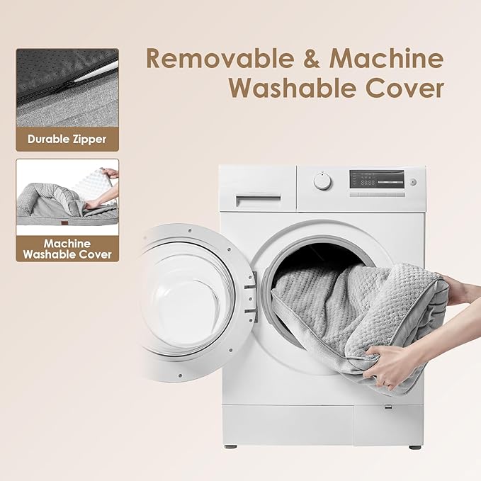 EHEYCIGA Memory Foam Dog Bed Large Sized Dogs, Pet Bed for Large Dog for Crate with Waterproof Liner, Pet Couch Bed Orthopedic with Washable Removable Cover, 35x23x6 Inches, Grey