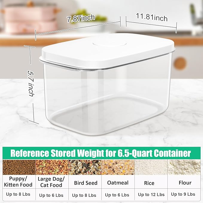 TBMax Dog Cat Food Storage Container 6-8 Lbs with Easy-Carrying Handles, Stackable Pet Food Dog Treat Container with Pop Up Lids, Airtight Food Storage Bin for Kitchen Organization