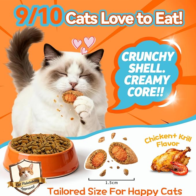 Cat Allergy Relief Treats, 500 Crunchy & Creamy Chews, Allergy Relief for Cats with Colostrum, Probiotics - Itchy Skin & Paw Licking, Immune Support, Seasonal Allergies - Chicken and Krill Flavor