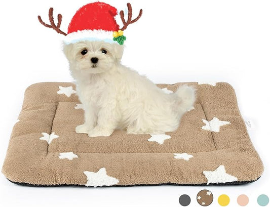 Mora Pets Dog Crate Pad Kennel Bed Crate Mat for Small Dogs Washable Cute Star Pet Bed for Dog Cage Ultra Soft Flat Puppy Cat Kitten Pillow Cushion for Sleeping Anti-Slip Brown 24 x 18