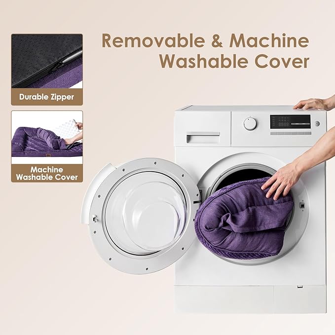 EHEYCIGA Memory Foam Dog Bed XLarge Sized Dogs, Extra Large Dog Bed Orthopedic with Washable Removable Cover, Waterproof XL Pet Bed Couch, 44x33x6 Inches, Purple