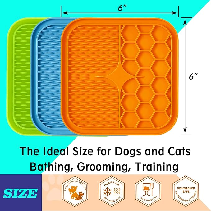 Lick Mat for Dogs, Dog Lick Mat with Suction Cups for Anxiety, Peanut Butter Dog Licking Mat Slow Feeder Dispensing Treater Lick Pad for Dogs Cats Grooming Bathing and Training (Small Blue)