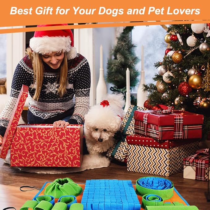 Vivifying Snuffle Mat for Dogs, Interactive Dog Puzzle Toy for Boredom and Mental Stimulation, Enrichment Feeding Game Sniff Mat Helps Slow Eating and Keep Busy