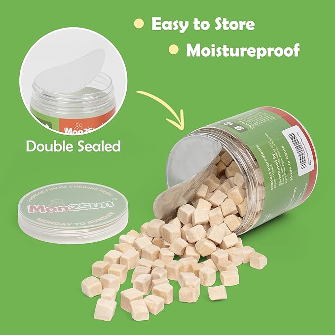 MON2SUN Freeze Dried Chicken Cat and Dog Treats, Single Ingredient Natural and Healthy Dog Snacks, High Protein Training Treats & Food Topper, 3.5oz