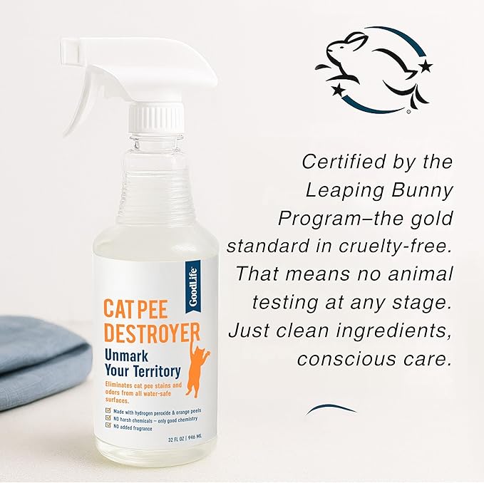 Cat Pee Destroyer - Cat Urination Stain & Urine Odor Eliminator for Home - Cat Deodorizer for Litter Box, Carpet, Mattress, Couches, Furniture, & Floors (1 Gallon)