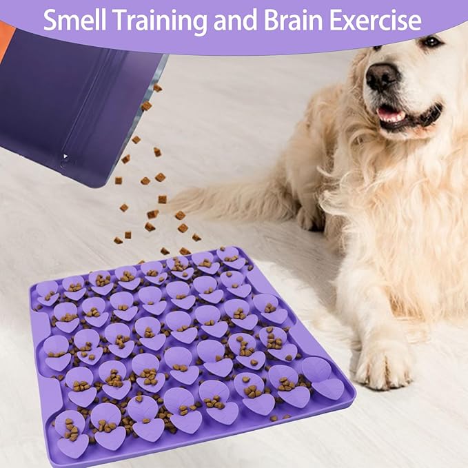 Dog Lick Mat & Snuffle Mat for Dogs – Slow Feeder Licking Mat with Suction Cups, Dog Enrichment Toys for Anxiety Relief, Training Smell & Natural Foraging, Slow Eating for Large Breed（Large Silicone ）