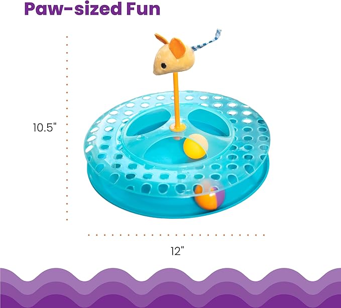Catstages Cheese Chase Interactive Cat Track Toy with Balls and Catnip Toy, Multicolored