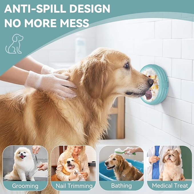 Dog Lick Bowl, Animire Freeze Lick Mat for Dogs, Non-Slip Slow Feeder Licking Bowl Enrichment Treat for Distraction Anxiety Relief, Food Grade Silicone, Dishwasher Safe(Teal,S)