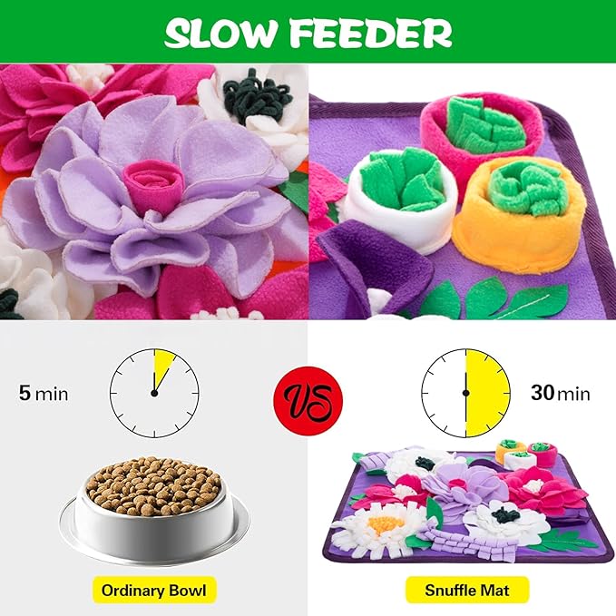 Snuffle Mat for Dogs,Dog Feeding Mat Sniff Mat Interactive Dog Puzzle Mat for Training and Stress Relief Encourages Natural Foraging Skills (Purple)