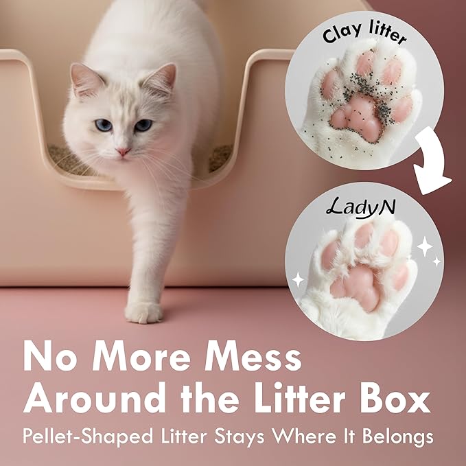 Lady N Pellet Tofu Cat Litter Yosemite Woody Scent, Strong Clumping, Ultra Absorbent, Dust-Free Low Tracking, Water-Soluble, Natural Ingredients, Enviro-Probiotic for Odor Control 9lb