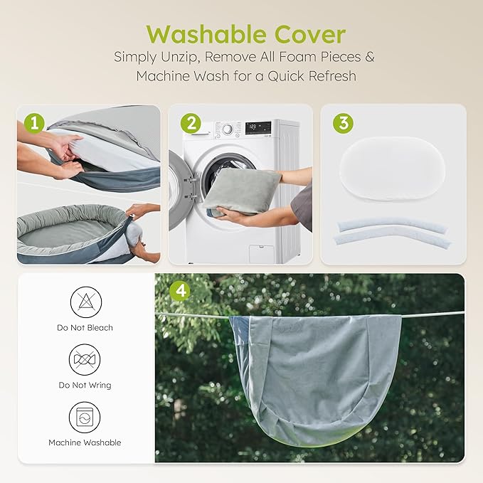 Large Orthopedic Dog Bed, 36 in. Dog Bed for Large Sized Dogs with Full-Surround Bolsters, Dual-Sided Dog Cooling Beds with Memory Foam, Washable Pet Sofa Couch with Nonslip Bottom, Dark Grey