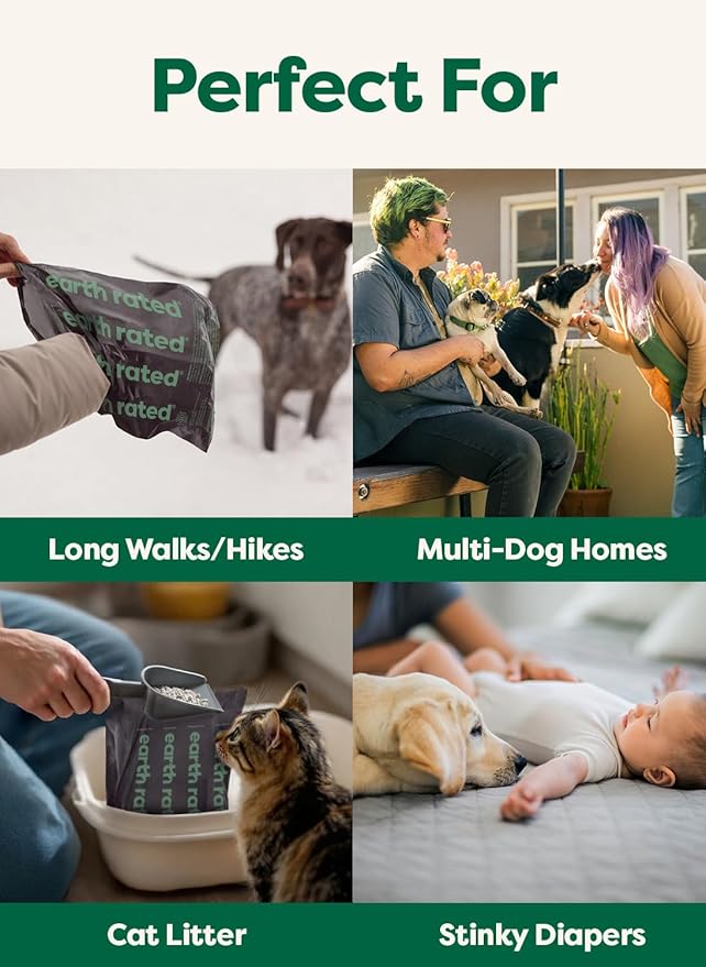 Earth Rated Odor-Blocking Poop Bags for Dogs with 3X Protect, Guaranteed to Block Smells & Leak-Proof Performance, Conceals Smell & Mess, Unscented, 120 Count