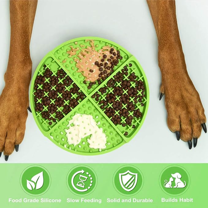 Bangp Licking Mat for Dogs and Cats,Dog Slow Feeders,Boredom Anxiety Reduction,Heavy-Duty Puzzle Mat Dog Treat Mat with Unique Quadrant Design,Perfect for Yogurt,Treats or Peanut Butter(Green)