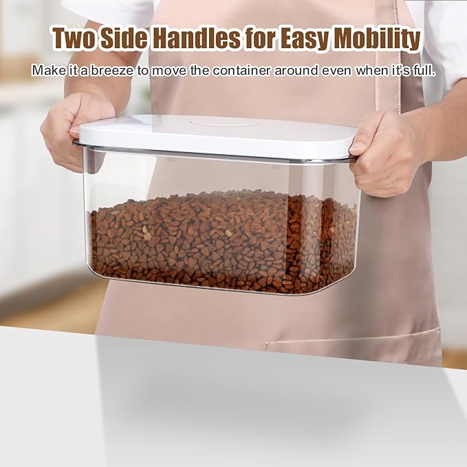 TBMax Dog Cat Food Storage Container 6-8 Lbs with Easy-Carrying Handles, Stackable Pet Food Dog Treat Container with Pop Up Lids, Airtight Food Storage Bin for Kitchen Organization