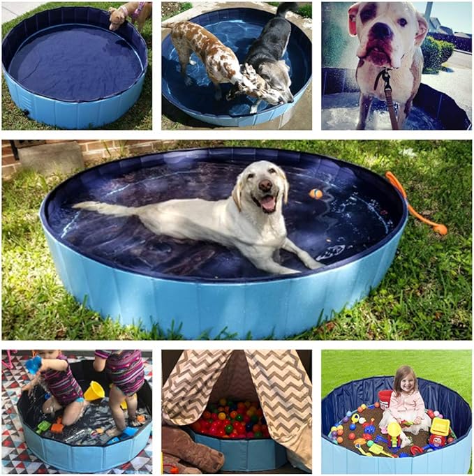 Jasonwell Foldable Dog Pet Bath Pool Collapsible Dog Pet Pool Bathing Tub Kiddie Pool Doggie Wading Pool for Puppy Small Medium Large Dogs Cats and Kids 39.5" Blue