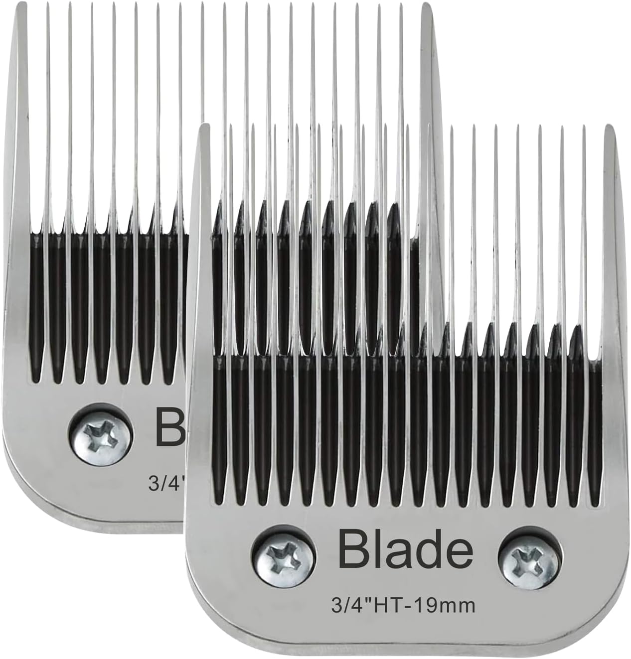 2PCS 3/4" HT Dog Grooming Replacement Blades Compatible with Andis Dog Clippers,Dog Clipper Blades Compatible with Wahl KM-10 Series Clippers, Oster A5,Size-3/4-Inch 19mm Cut Length,Silver