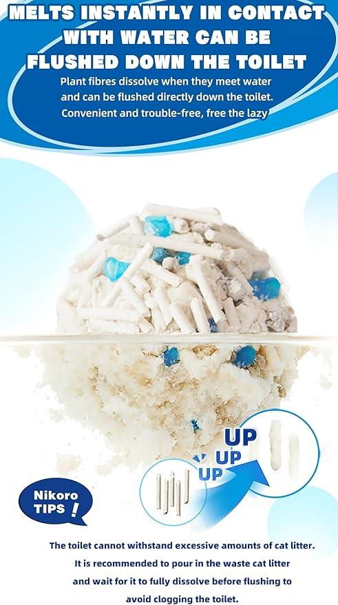 NIKORO Tofu Cat Litter,Strong Clumping Cat Litters,Odor Control and Unscented Ultra Absorbent Water Flushable Bentonite Tofu Cat Litter,Dust Free Scent Free,21 lbs(5.29 lbs×4Bags)