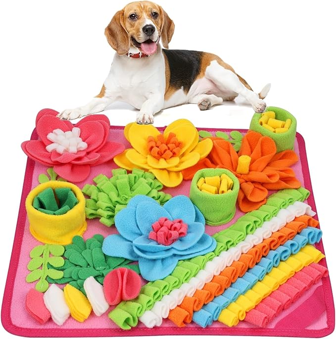ORIA Snuffle Mat for Dogs, 20x20 Inch Interactive Dog Puzzle Toy, Slow Feeder Mat for Anxiety Relief & Mental Stimulation, Non-Slip Foraging Mat for Small Medium Large Dogs Cats Rabbits