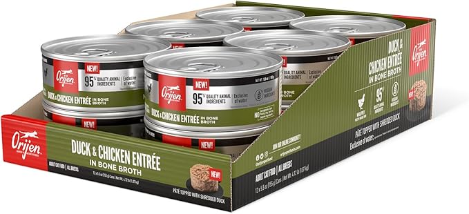 ORIJEN Duck + Chicken Entrée in Bone Broth, 5.5oz, 12 Cans