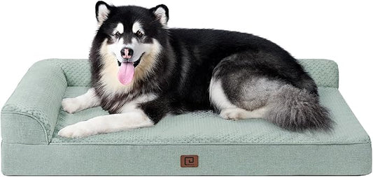 EHEYCIGA Memory Foam Dog Bed XXL, Giant Dog Bed Orthopedic with Washable Removable Cover, Waterproof Pet Bed Couch for Jumbo Dogs, 48x36x7 Inches, Greyish Green