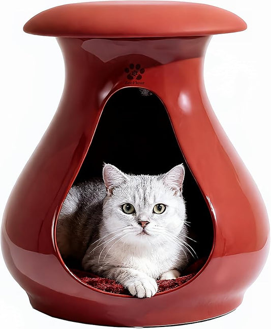 2-in-1 Gourd Stool & Pet Bed - Space-Saving Eco-Resin Furniture with Rounded Edges(A-Red)