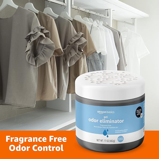 Amazon Basics Gel Odor Eliminator, Activated Charcoal, Fragrance Free, 17 Oz, Pack of 1