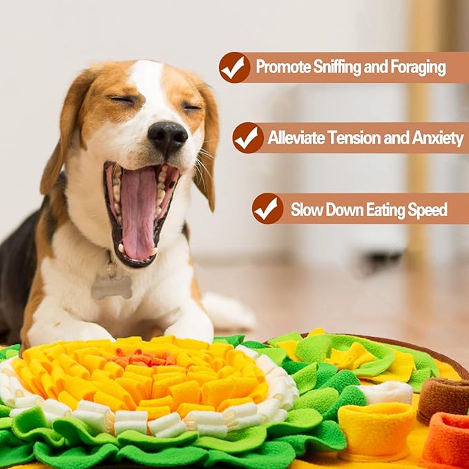Snuffle Mat for Dogs, Pet Snuffle Mat for Small and Medium Dogs, Interactive Sniff Mat Feeding Mat for Puppies, Slow Feeder Dog Treat Mat for Training and Stress Relief (Bone Shape) (Orange, One Size)