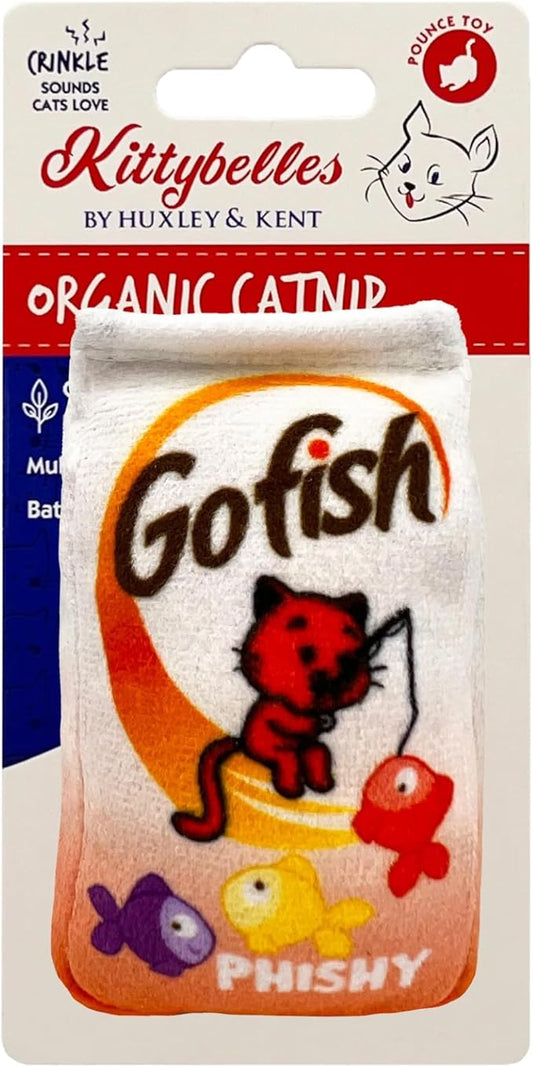 Huxley & Kent Plush Cat Toy - Interactive Catnip Toy for Cats & Kittens - Soft with Crinkle & Catnip - Fun Indoor Play - Go Fish Phishy