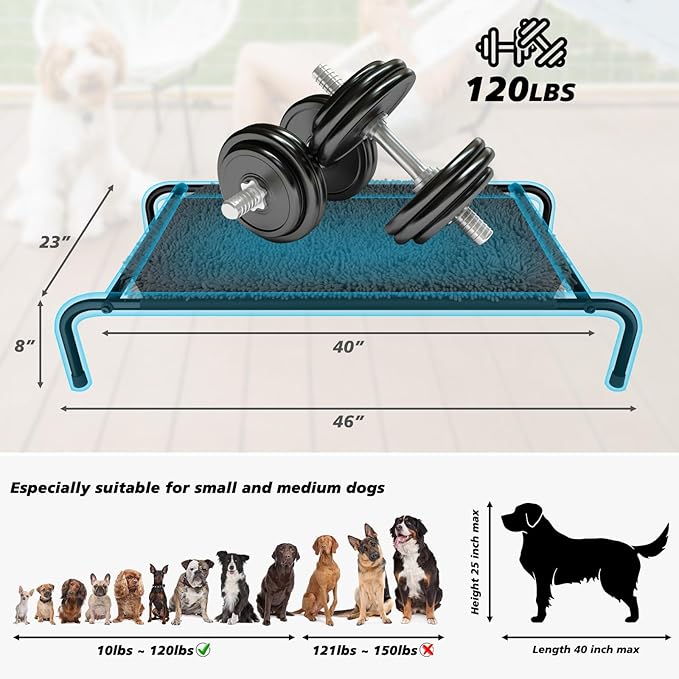 Elevated Dog Bed with Snuffle Mat Feature 2 in 1, Raised Dog Bed for Indoor and Outdoor Use Portable Warm Pet Cot with Puzzle Feeding Game for Slow Eating, Suitable for Small Medium Large Dogs