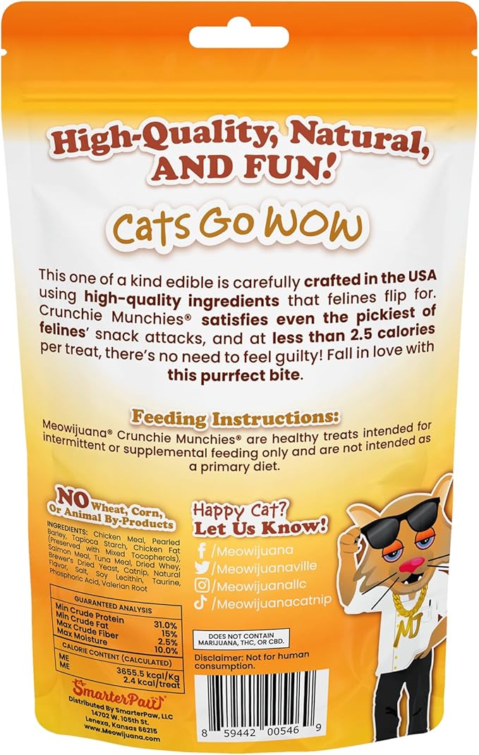 Meowijuana Crunchie Munchie Catnip Treats Bundle | 2 Chicken and 1 Seafood Medley | Made with Organic Catnip | Produced in The USA | Low Calorie Cat Snack