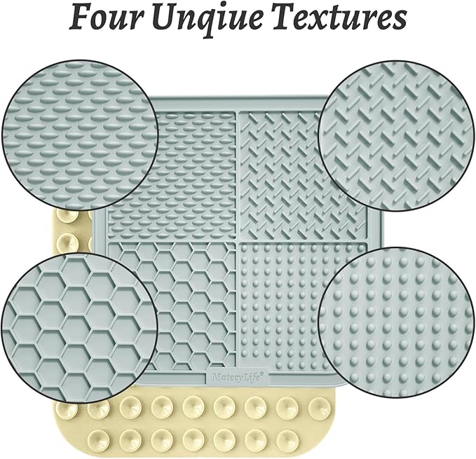 MateeyLife 2PCS Large Lick Mat for Dogs and Cats, Licking Mats for Dog Anxiety Relief, Cat Peanut Butter Lick Pad for Boredom Reducer, Dog Treat Mat Perfect for Bathing Grooming Gray&Beige