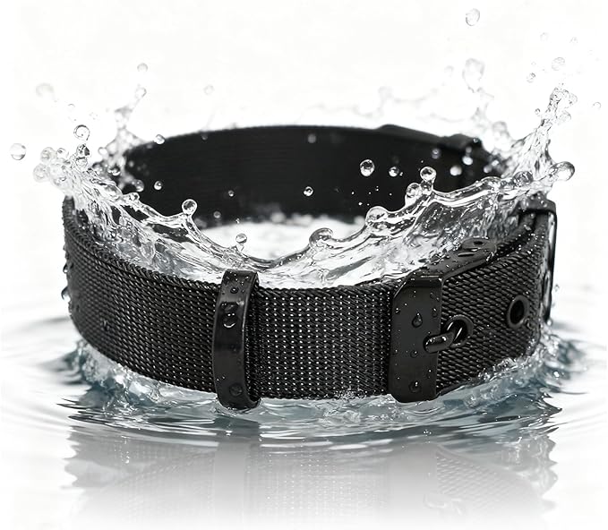 Stainless Steel Medium Black Adjustable Breathable Belt Pet Collar Dog Cat Kitten Waterproof S/M/L 14mm Woven Tape Slip Durable Stainless Steel Choker