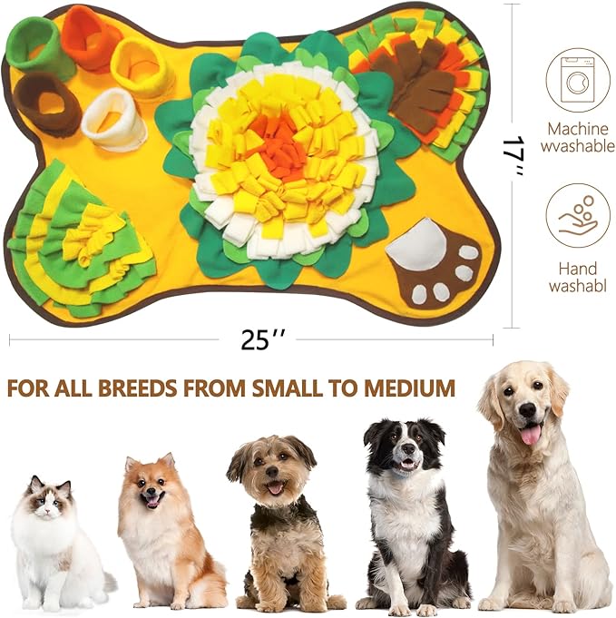 Snuffle Mat for Dogs, Pet Snuffle Matt for Small and Medium Dogs, Interactive Sniff Mat Feeding Mat for Puppies, Slow Feeder Sniffing Dog Treat Mat for Training and Stress Relief