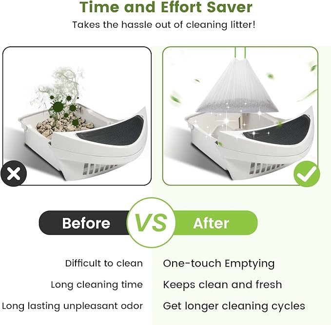 Cat Litter Liner Bags Compatible with Litter Box Robot 3, 4 and Most Self-Cleaning Litter Boxes, 67 Count drawstring Kitty Automatic Waste Drawer Liners, Disposable Pet Trash Replacement Bags